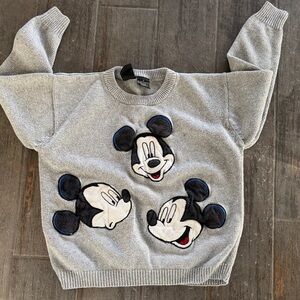 Disney Gray Crewneck Sweater with Mickey Faces